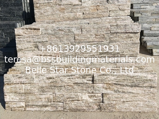 White Wood Granite Culture Stone,Natural Thin Stone Veneer,Fireplace Stacked Stone Wall Panel