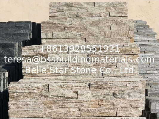 White Wood Granite Culture Stone,Natural Thin Stone Veneer,Fireplace Stacked Stone Wall Panel