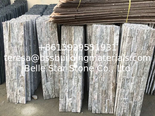 White Wood Granite Culture Stone,Natural Thin Stone Veneer,Fireplace Stacked Stone Wall Panel