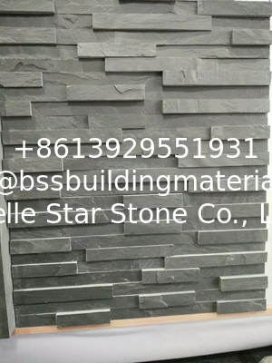 Black Slate 3D Z Clad Ledge Stone Veneer 15x35cm Culture Stacked Stone Cladding Stone Pane
