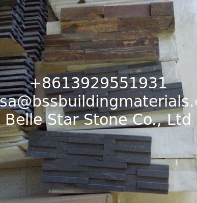 Black Slate 3D Z Clad Ledge Stone Veneer 15x35cm Culture Stacked Stone Cladding Stone Pane