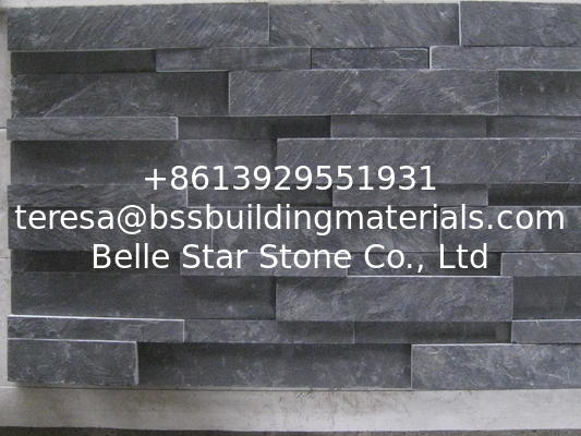 Black Slate 3D Z Clad Ledge Stone Veneer 15x35cm Culture Stacked Stone Cladding Stone Pane