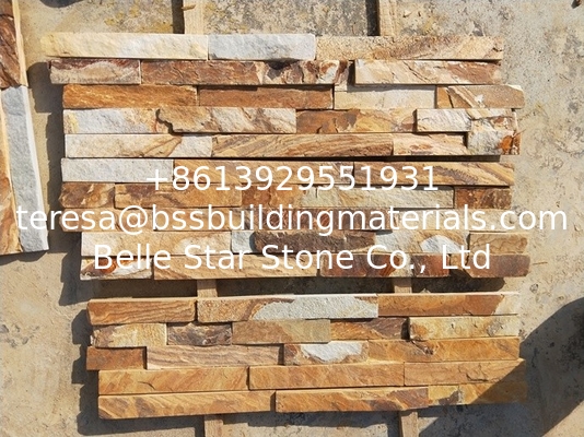 Gold Wood Limestone Culture Stone,Slate Ledgestone,Natural Zclad Stone Cladding,Slate Stacked Stone