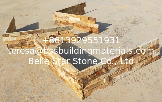 Gold Wood Limestone Culture Stone,Slate Ledgestone,Natural Zclad Stone Cladding,Slate Stacked Stone