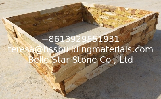 Gold Wood Limestone Culture Stone,Slate Ledgestone,Natural Zclad Stone Cladding,Slate Stacked Stone