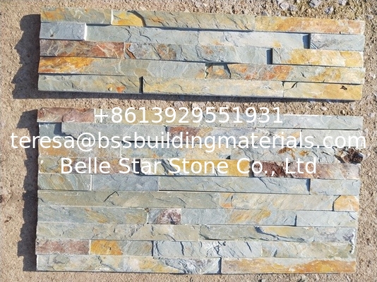Green Rust Slate Culture Stone,Natural Slate Stone Cladding,Split Face Slate Stacked Stone,Thin Stone Veneer
