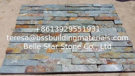 Green Rust Slate Culture Stone,Natural Slate Stone Cladding,Split Face Slate Stacked Stone,Thin Stone Veneer
