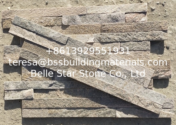 Pink Quartzite Split Face Stone Cladding,Pink Thin Stone Veneer,Quartzite Zclad Stone Panels,Stacked Stone