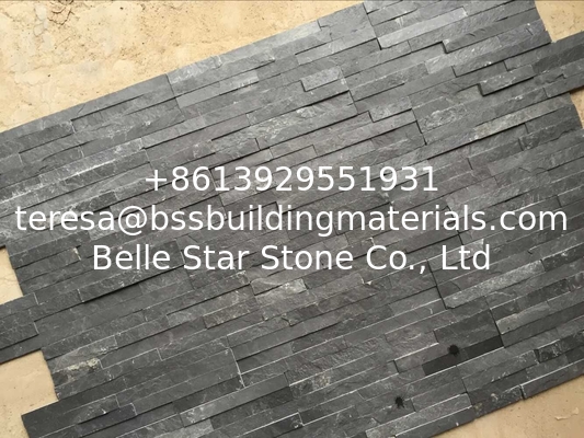 Split Face Slate Stacked Stone,Riven Black Slate Stone Cladding,Thin Stone Veneer,Black Slate Zclad Stone Panels