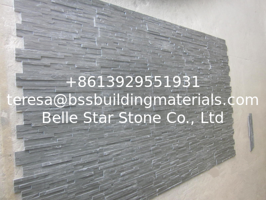 Black Slate Mini Stacked Stone,Split Face Slate Stone Veneer,Sclad Brick Slim Black Slate Stone Cladding,Culture Stone