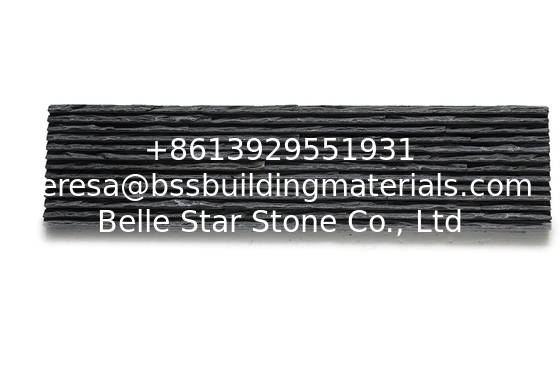 Black Slate Mini Stacked Stone,Split Face Slate Thin Stone Veneer,Black Slate Waterfall Shape Ledgestone,Stone Cladding