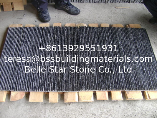 Black Slate Mini Stacked Stone,Split Face Slate Thin Stone Veneer,Black Slate Waterfall Shape Ledgestone,Stone Cladding