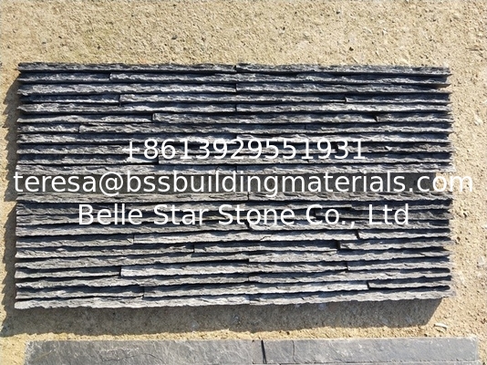 Black Slate Mini Stacked Stone,Split Face Slate Thin Stone Veneer,Black Slate Waterfall Shape Ledgestone,Stone Cladding