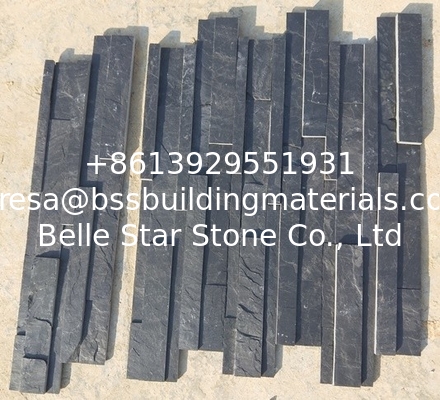 Black Slate 3D Stone Wall Panels,Charcoal Slate Stacked Stone,Slate Zclad Stone Cladding,Split Face Stone Veneer