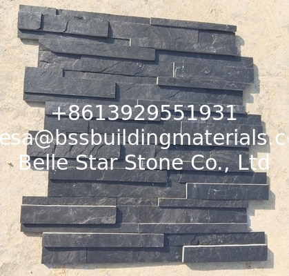 Black Slate 3D Stone Wall Panels,Charcoal Slate Stacked Stone,Slate Zclad Stone Cladding,Split Face Stone Veneer