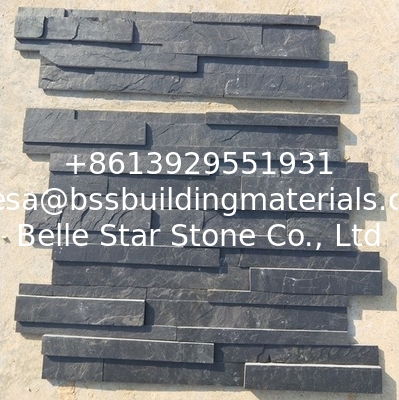 Black Slate 3D Stone Wall Panels,Charcoal Slate Stacked Stone,Slate Zclad Stone Cladding,Split Face Stone Veneer