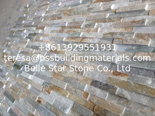 Oyster Zclad Stacked Stone,Split Face Quartzite Thin Stone Veneer,Desert Gold Quartzite Ledgestone,Culture Stone