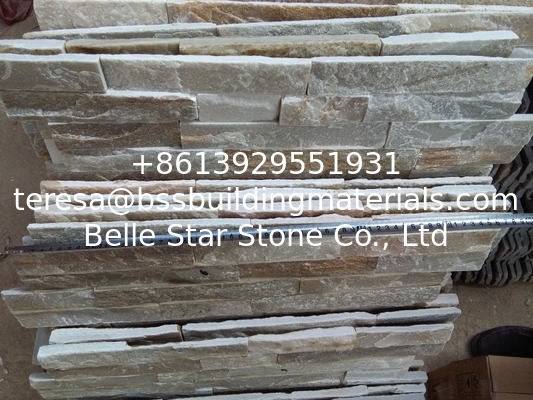 Oyster Zclad Stacked Stone,Split Face Quartzite Thin Stone Veneer,Desert Gold Quartzite Ledgestone,Culture Stone