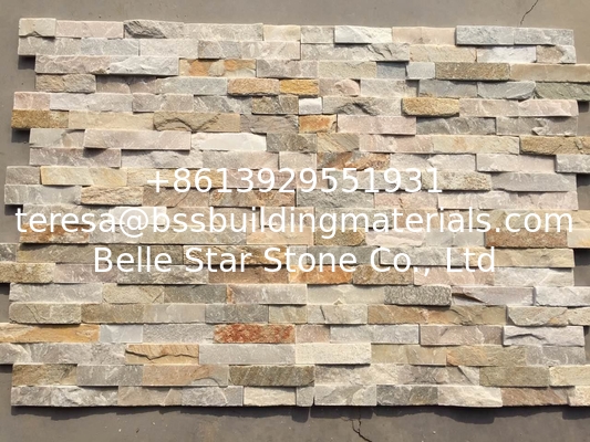 Oyster Zclad Stacked Stone,Split Face Quartzite Thin Stone Veneer,Desert Gold Quartzite Ledgestone,Culture Stone