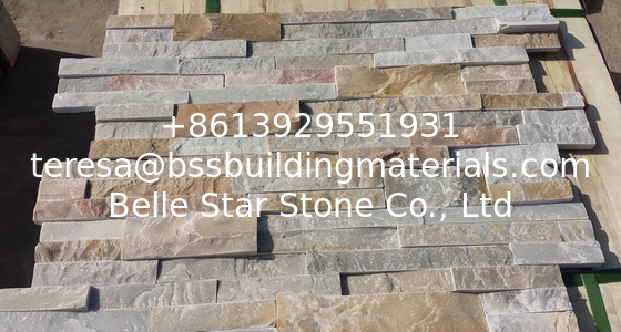 Oyster Sclad Ledgestone,Split Face Quartzite Stone Cladding,White Gold Culture Stone,Desert Gold Stacked Stone