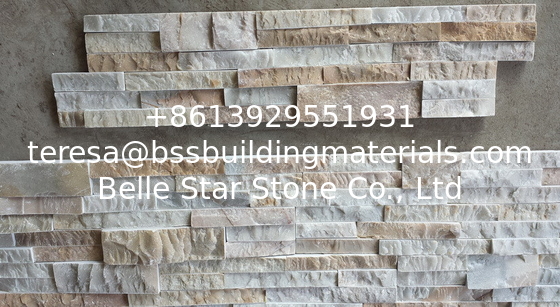 Oyster Sclad Ledgestone,Split Face Quartzite Stone Cladding,White Gold Culture Stone,Desert Gold Stacked Stone