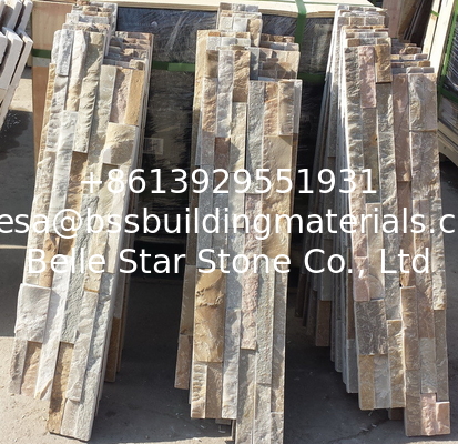 Oyster Sclad Ledgestone,Split Face Quartzite Stone Cladding,White Gold Culture Stone,Desert Gold Stacked Stone