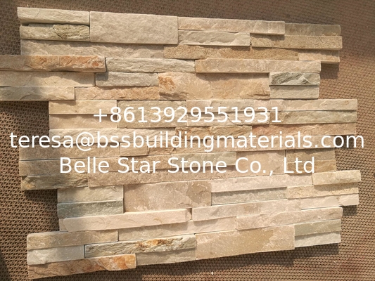 Oyster Sclad Ledgestone,Split Face Quartzite Stone Cladding,White Gold Culture Stone,Desert Gold Stacked Stone