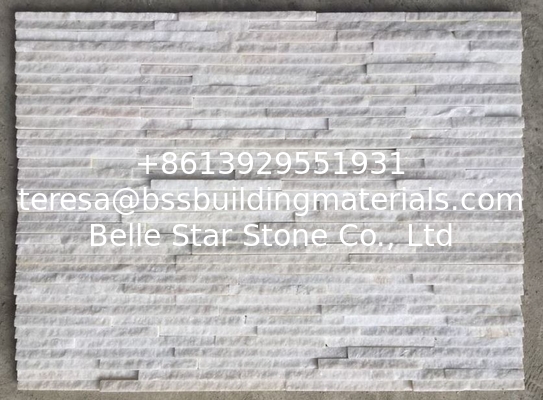 Snow White Quartzite Mini Stacked Stone,White Waterfall Shape Ledgestone,Quartzite Thin Stone Veneer,Stone Cladding