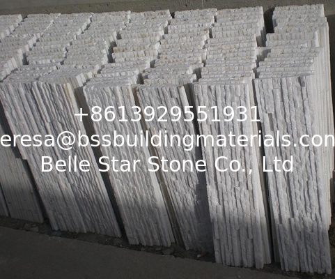 Snow White Quartzite Mini Stacked Stone,White Waterfall Shape Ledgestone,Quartzite Thin Stone Veneer,Stone Cladding