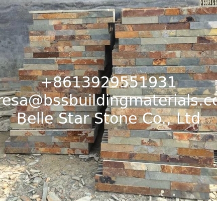 China Multicolor Split Face Slate Stone Cladding,Rusty Slate Zclad Stacked Stone,Slate Ledgestone,Culture Stone