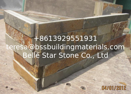 China Multicolor Split Face Slate Stone Cladding,Rusty Slate Zclad Stacked Stone,Slate Ledgestone,Culture Stone