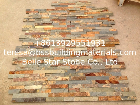 China Multicolor Split Face Slate Stone Cladding,Rusty Slate Zclad Stacked Stone,Slate Ledgestone,Culture Stone