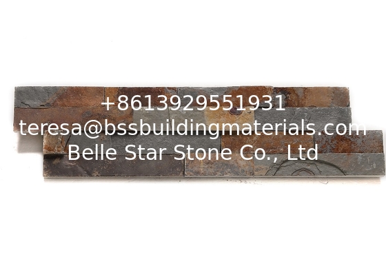 Brick Slim Multicolor Slate Culture Stone,Split Face Slate Thin Stone Veneer,Rusty Slate Ledgestone,Zclad Stacked Stone