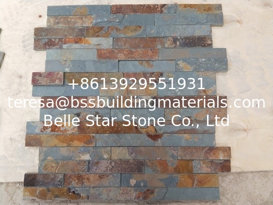 Brick Slim Multicolor Slate Culture Stone,Split Face Slate Thin Stone Veneer,Rusty Slate Ledgestone,Zclad Stacked Stone