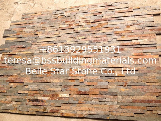 Brick Slim Multicolor Slate Culture Stone,Split Face Slate Thin Stone Veneer,Rusty Slate Ledgestone,Zclad Stacked Stone