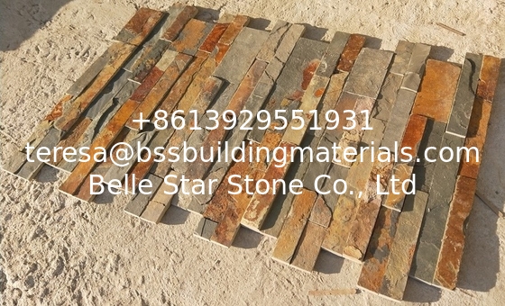 China Rusty Slate Ledgestone,Split Face Slate Thin Stone Veneer,Multicolor Slate Zclad Stacked Stone,Stone Cladding