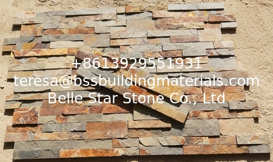 China Rusty Slate Ledgestone,Split Face Slate Thin Stone Veneer,Multicolor Slate Zclad Stacked Stone,Stone Cladding