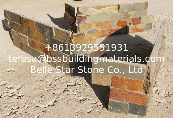 China Rusty Slate Ledgestone,Split Face Slate Thin Stone Veneer,Multicolor Slate Zclad Stacked Stone,Stone Cladding