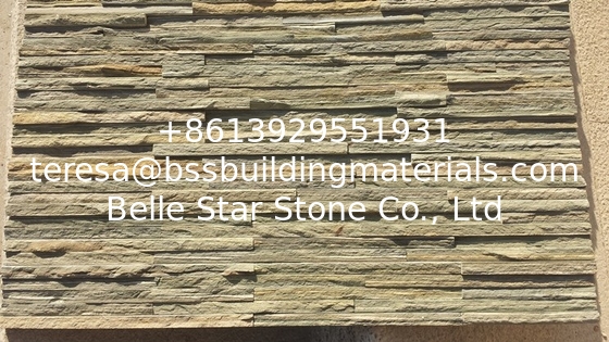 Tan Slate Mini Stacked Stone,Brown Slate Waterfall Shape Culture Stone,Sienna Slim Stone Veneer,Olive Stone Cladding