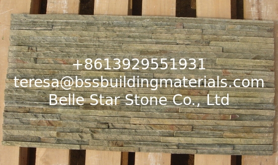 Tan Slate Mini Stacked Stone,Brown Slate Waterfall Shape Culture Stone,Sienna Slim Stone Veneer,Olive Stone Cladding