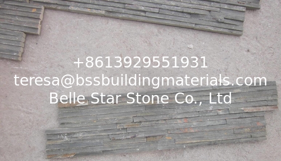 Brick Slim Tan Culture Stone,Split Face Slate Stone Cladding,Waterfall Shape Slate Ledgestone,Mini Stacked Stone