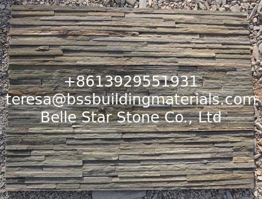 Brick Slim Tan Culture Stone,Split Face Slate Stone Cladding,Waterfall Shape Slate Ledgestone,Mini Stacked Stone