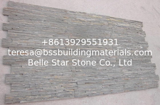 Brick Slim Tan Culture Stone,Split Face Slate Stone Cladding,Waterfall Shape Slate Ledgestone,Mini Stacked Stone
