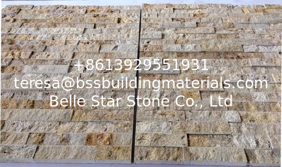 Yellow Travertine Ledgestone,China Travertine Culture Stone,Yellow Limestone Stone Panels,Marble Stacked Stone