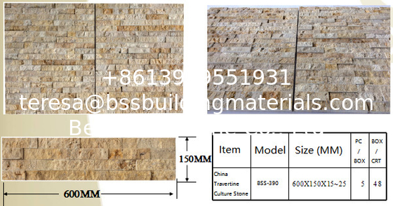 Yellow Travertine Ledgestone,China Travertine Culture Stone,Yellow Limestone Stone Panels,Marble Stacked Stone