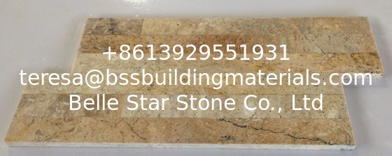 Chine Yellow Travertine S cut Stone Panels,Marble Culture Stone,Limestone Ledger Panels,Yellow Stacked Stone,Stone Venee