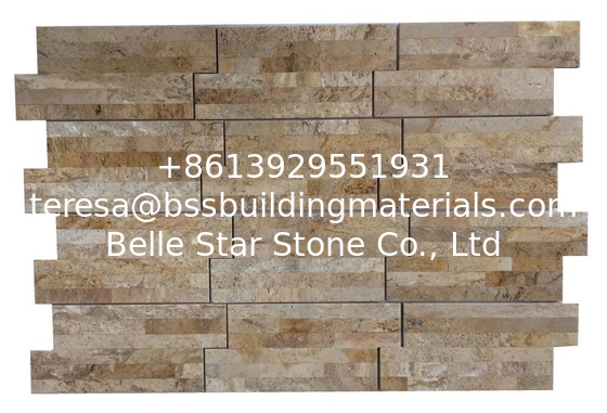 Chine Yellow Travertine S cut Stone Panels,Marble Culture Stone,Limestone Ledger Panels,Yellow Stacked Stone,Stone Venee