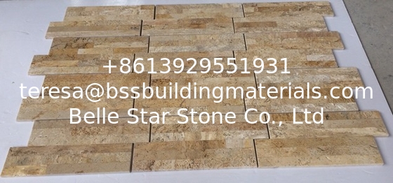 Chine Yellow Travertine S cut Stone Panels,Marble Culture Stone,Limestone Ledger Panels,Yellow Stacked Stone,Stone Venee