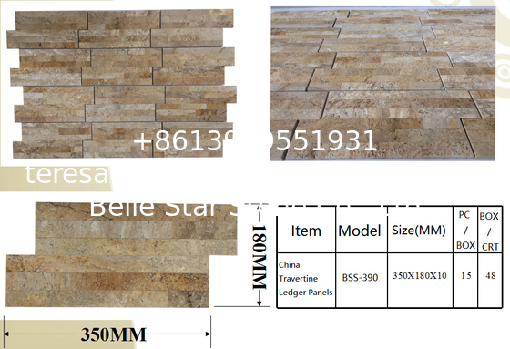 Chine Yellow Travertine S cut Stone Panels,Marble Culture Stone,Limestone Ledger Panels,Yellow Stacked Stone,Stone Venee