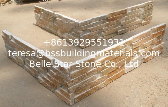 Oyster Grooved Stone Cladding,Desert Gold Quartzite Stacked Stone,White Gold Culture Stone,Golden Honey Stone Panels